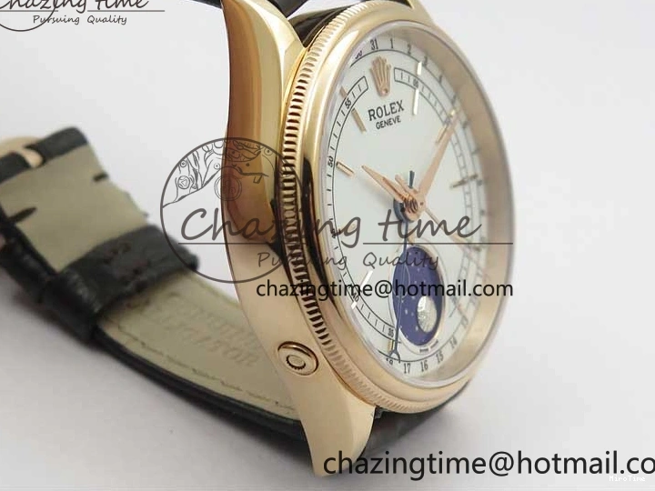 MiroTime 0320 Cellini 50535 Moonphase RG GMF Best Edition White Dial on Brown Leather Strap A Lightweight 2634